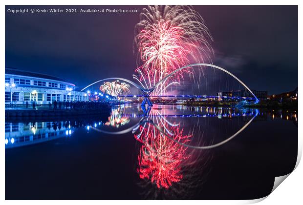 Stockton Fireworks Print by Kevin Winter