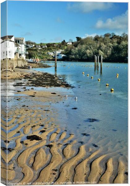 Low Tide At Fowey Harbour. Canvas Print by Neil Mottershead