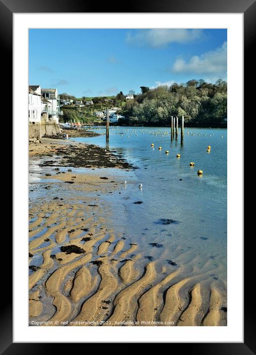 Low Tide At Fowey Harbour. Framed Mounted Print by Neil Mottershead