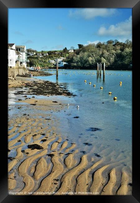 Low Tide At Fowey Harbour. Framed Print by Neil Mottershead