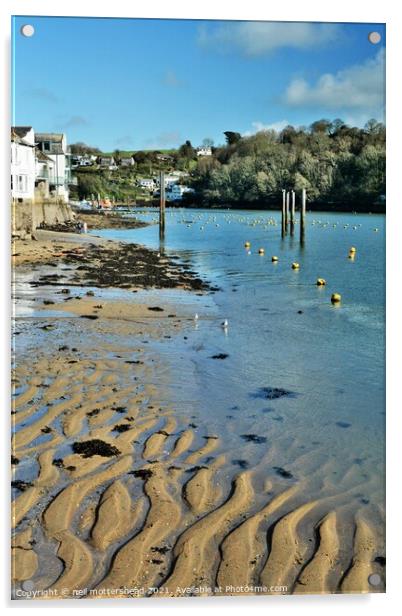 Low Tide At Fowey Harbour. Acrylic by Neil Mottershead