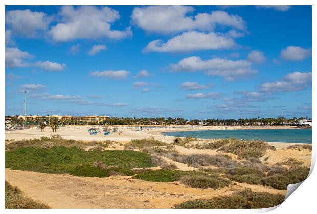 people on holiday in caleta de fuste, Fuerteventura, Print by chris smith