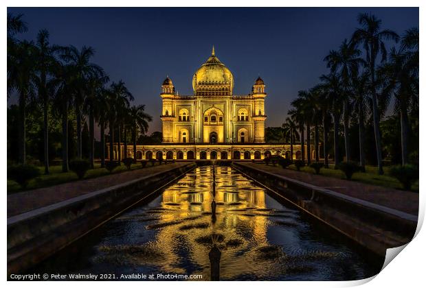 Safdarjung Reflections Print by Peter Walmsley