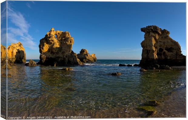 Peace in Arrifes Beach. Albufeira Canvas Print by Angelo DeVal