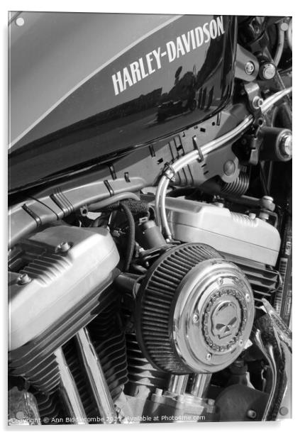 Harley Davidson motorbike engine Acrylic by Ann Biddlecombe