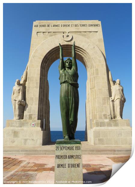 Armistice armee statue and monument  Print by Ann Biddlecombe