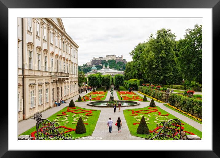 Mirabell Gardens - Salzburg Framed Mounted Print by Laszlo Konya