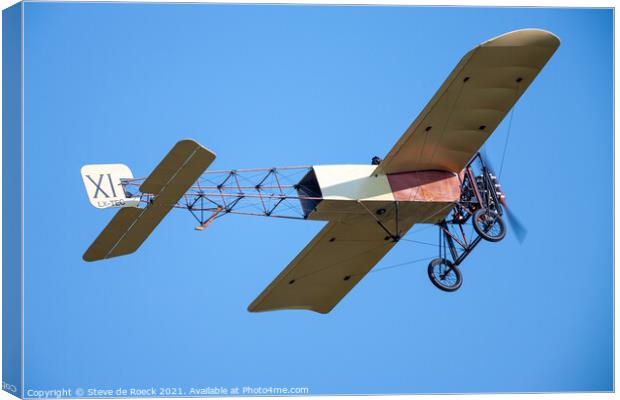 Bleriot XI Monoplane In Flight Canvas Print by Steve de Roeck