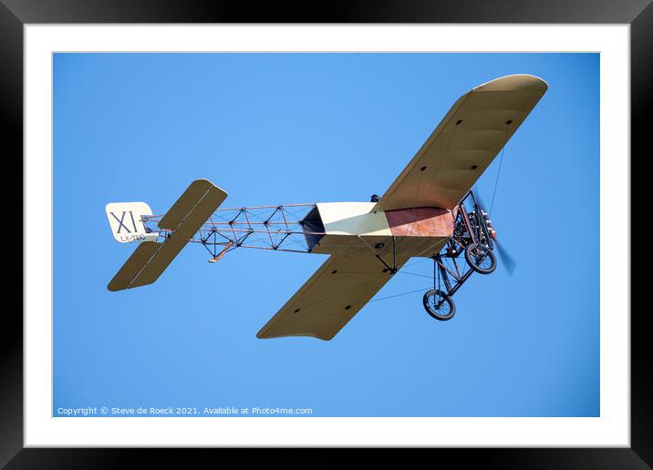 Bleriot XI Monoplane In Flight Framed Mounted Print by Steve de Roeck