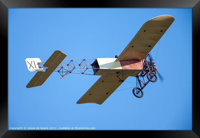 Bleriot XI Monoplane In Flight Framed Print by Steve de Roeck