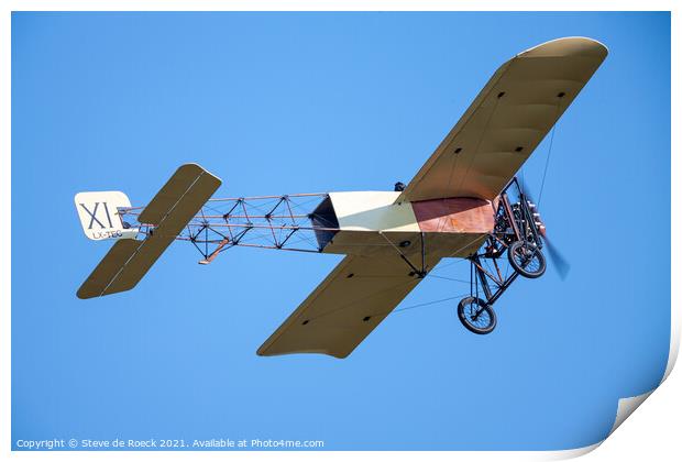 Bleriot XI Monoplane In Flight Print by Steve de Roeck