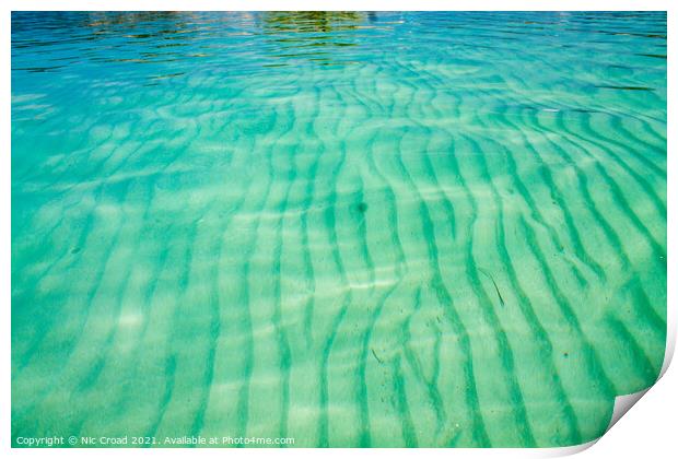 Sand ripple patters in a clear sea Print by Nic Croad
