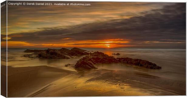 Crooklets Beach Sunset #2, Bude, Cornwall Canvas Print by Derek Daniel