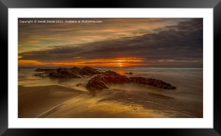 Crooklets Beach Sunset #2, Bude, Cornwall Framed Mounted Print by Derek Daniel
