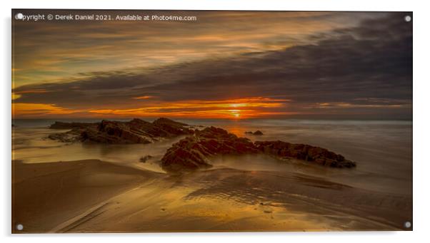 Crooklets Beach Sunset #2, Bude, Cornwall Acrylic by Derek Daniel