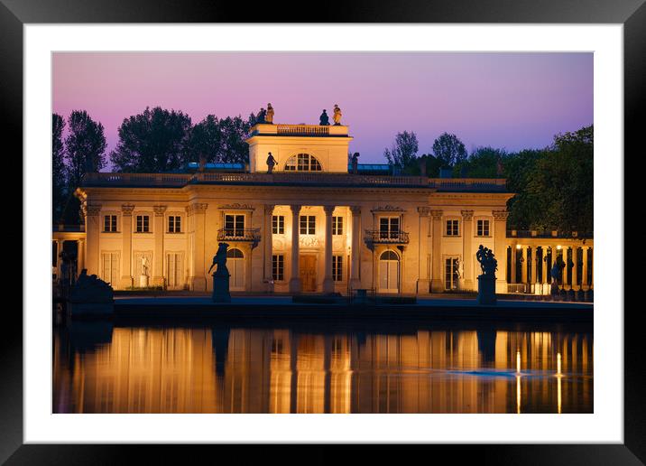 Palace on the Isle at Twilight in Warsaw Framed Mounted Print by Artur Bogacki