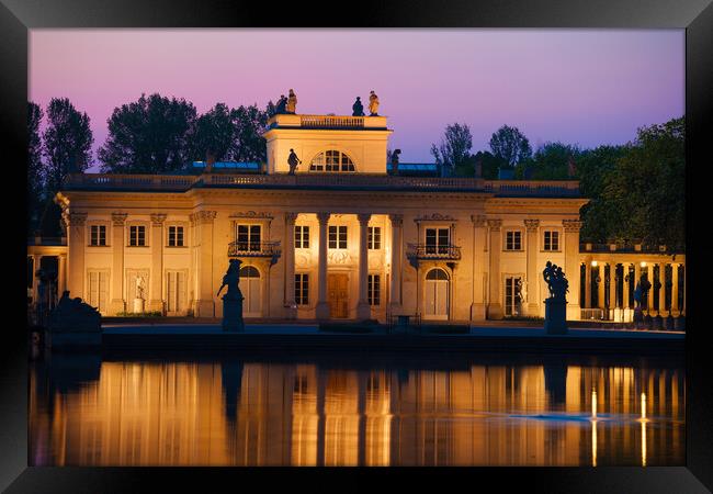 Palace on the Isle at Twilight in Warsaw Framed Print by Artur Bogacki