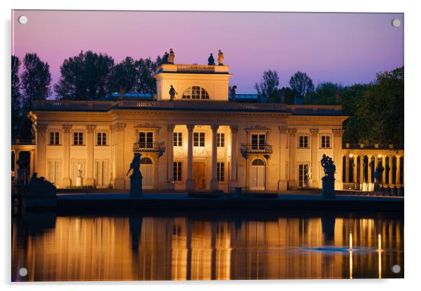 Palace on the Isle at Twilight in Warsaw Acrylic by Artur Bogacki