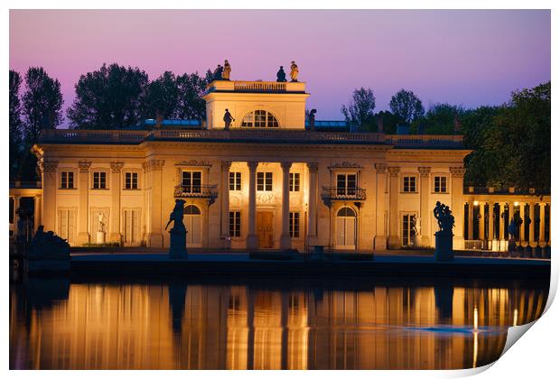 Palace on the Isle at Twilight in Warsaw Print by Artur Bogacki