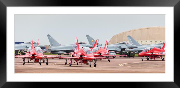 Red Arrows taxi in front of four Typhoons Framed Mounted Print by Jason Wells