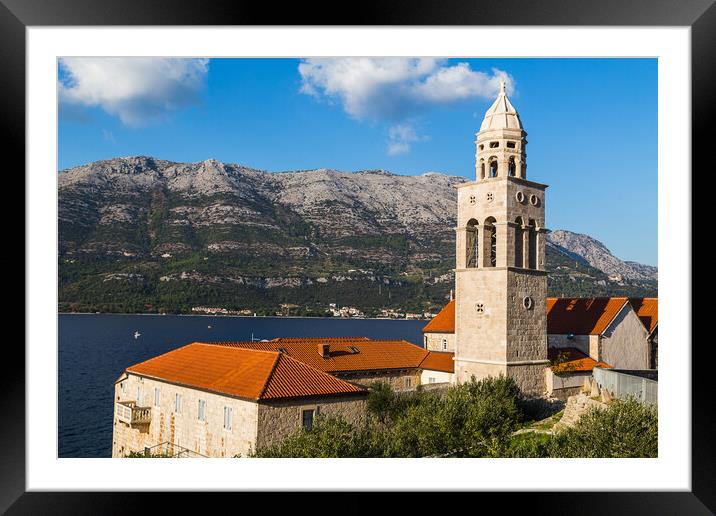 Bell tower outside the Old Town of Korcula Framed Mounted Print by Jason Wells