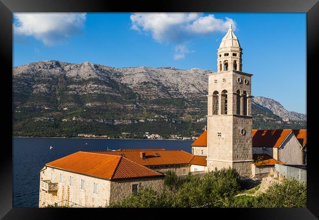 Bell tower outside the Old Town of Korcula Framed Print by Jason Wells