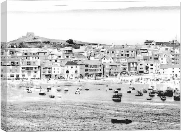 Nostalgic Charms of Monochrome St Ives Canvas Print by Beryl Curran