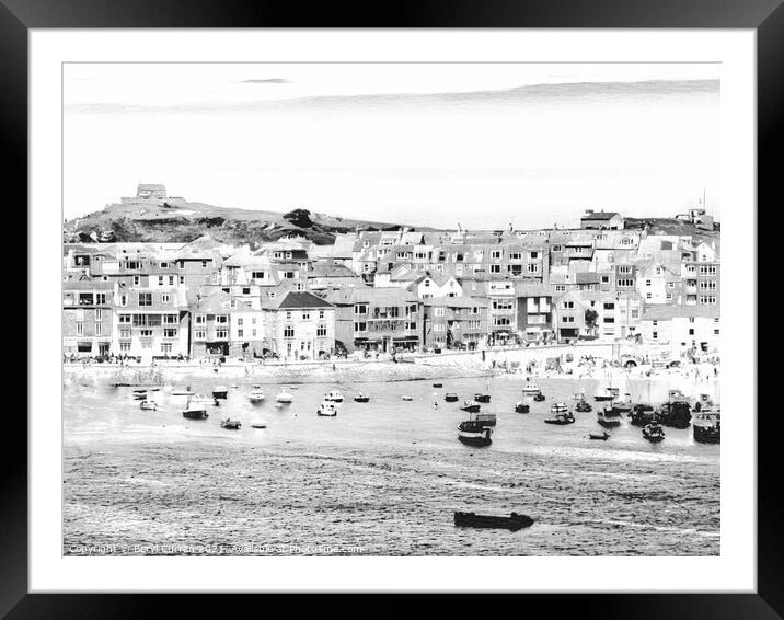 Nostalgic Charms of Monochrome St Ives Framed Mounted Print by Beryl Curran