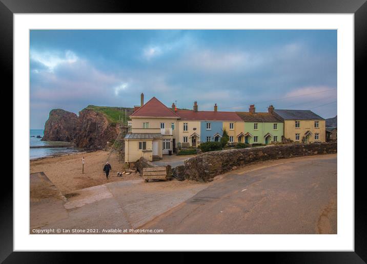Fisherman’s cottages,Hope Cove. Framed Mounted Print by Ian Stone