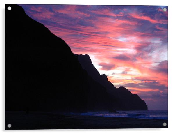 Kalalau Beach, Hawaii, Sunset Acrylic by Jay Huckins