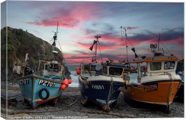 Cadgwith Cove, Fishing boats,boat in the harbour Canvas Print by kathy white
