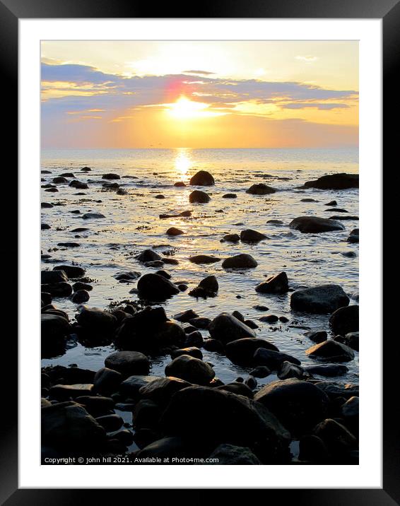 Portrait Coastal Sunset in Wales Framed Mounted Print by john hill