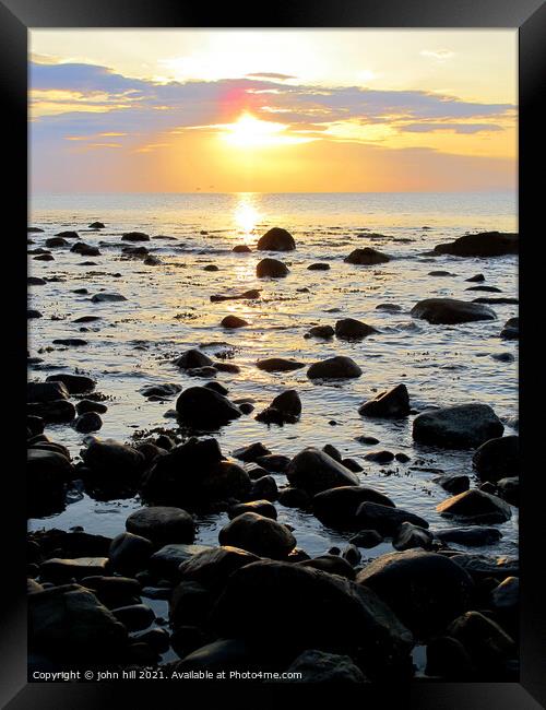 Portrait Coastal Sunset in Wales Framed Print by john hill