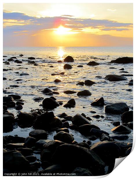 Portrait Coastal Sunset in Wales Print by john hill