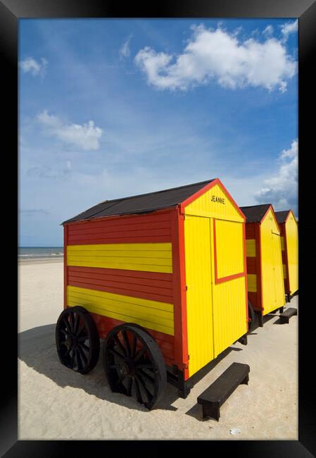 Yellow and Red Beach Huts on Wheels Framed Print by Arterra 