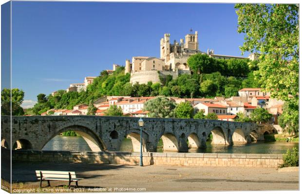 Pont Vieux and River Orb Beziers France Canvas Print by Chris Warren