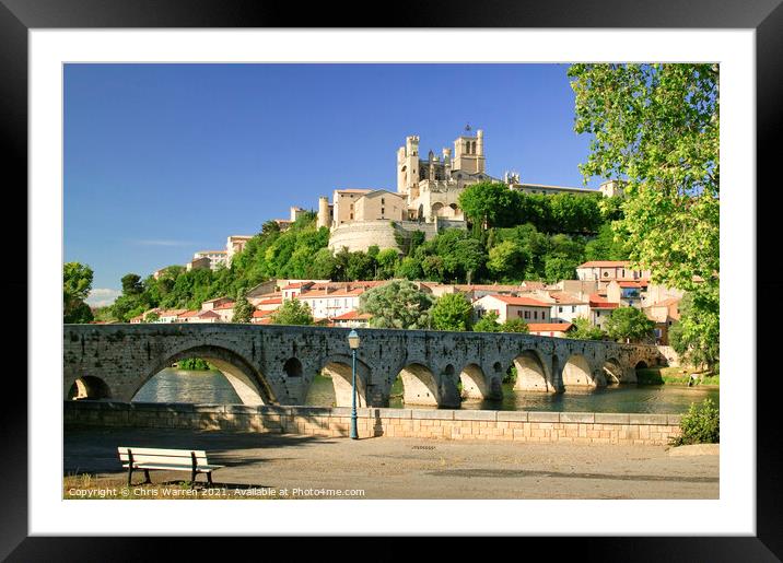 Pont Vieux and River Orb Beziers France Framed Mounted Print by Chris Warren