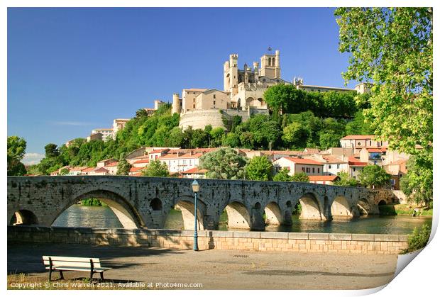 Pont Vieux and River Orb Beziers France Print by Chris Warren