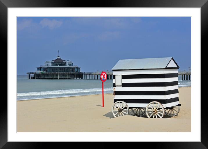 Striped Beach Hut on Wheels Framed Mounted Print by Arterra 