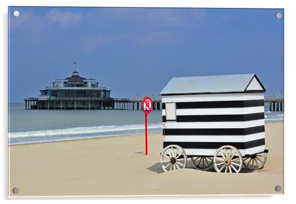 Striped Beach Hut on Wheels Acrylic by Arterra 