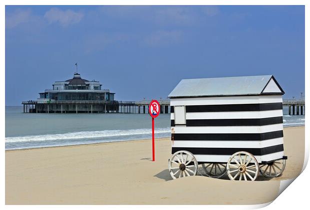 Striped Beach Hut on Wheels Print by Arterra 