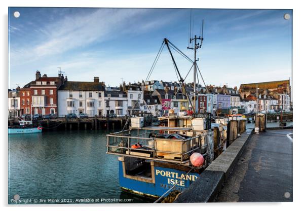Weymouth Harbour - Dorset Acrylic by Jim Monk