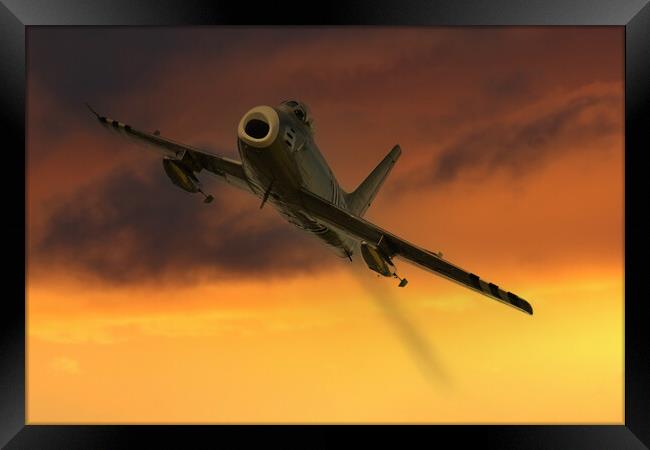 F86a Sabre Sunset Framed Print by Oxon Images