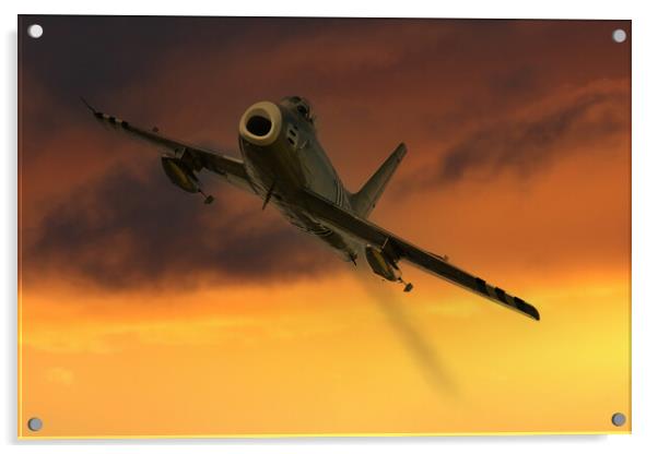 F86a Sabre Sunset Acrylic by Oxon Images