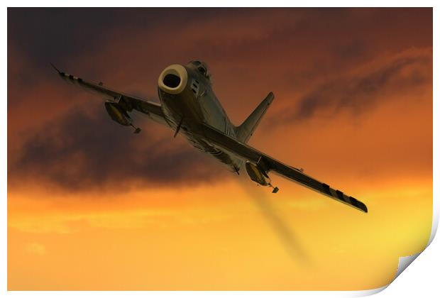 F86a Sabre Sunset Print by Oxon Images