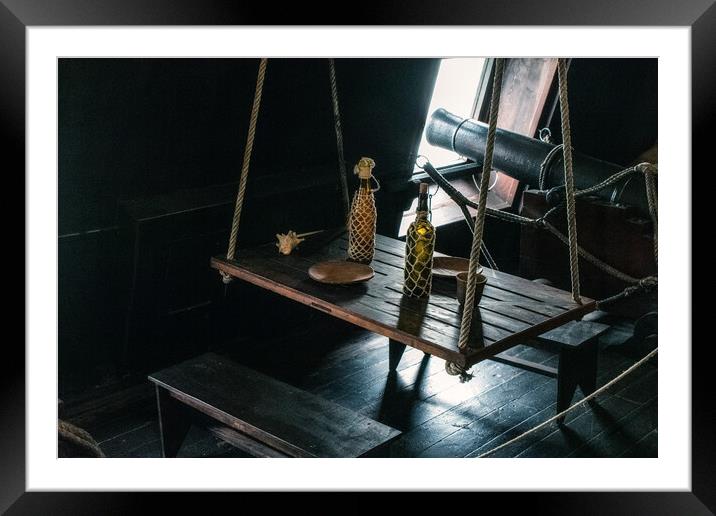 cannon side view inside a Spanish galleon Framed Mounted Print by David Galindo