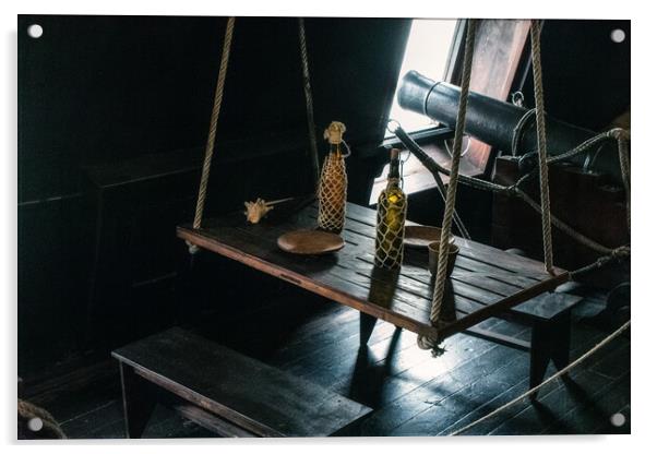 cannon side view inside a Spanish galleon Acrylic by David Galindo