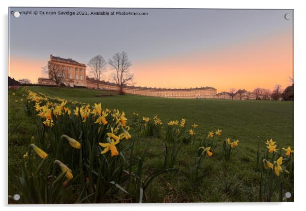 Spring sunset at the Royal Crescent Acrylic by Duncan Savidge