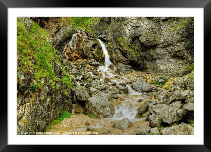 Gordale Scar waterfalls Yorkshire Dales Framed Mounted Print by Diana Mower