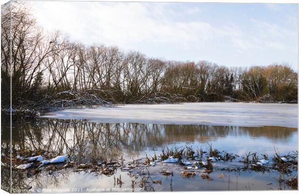 Frozen Frisby Lakes Canvas Print by Pete Holyoak